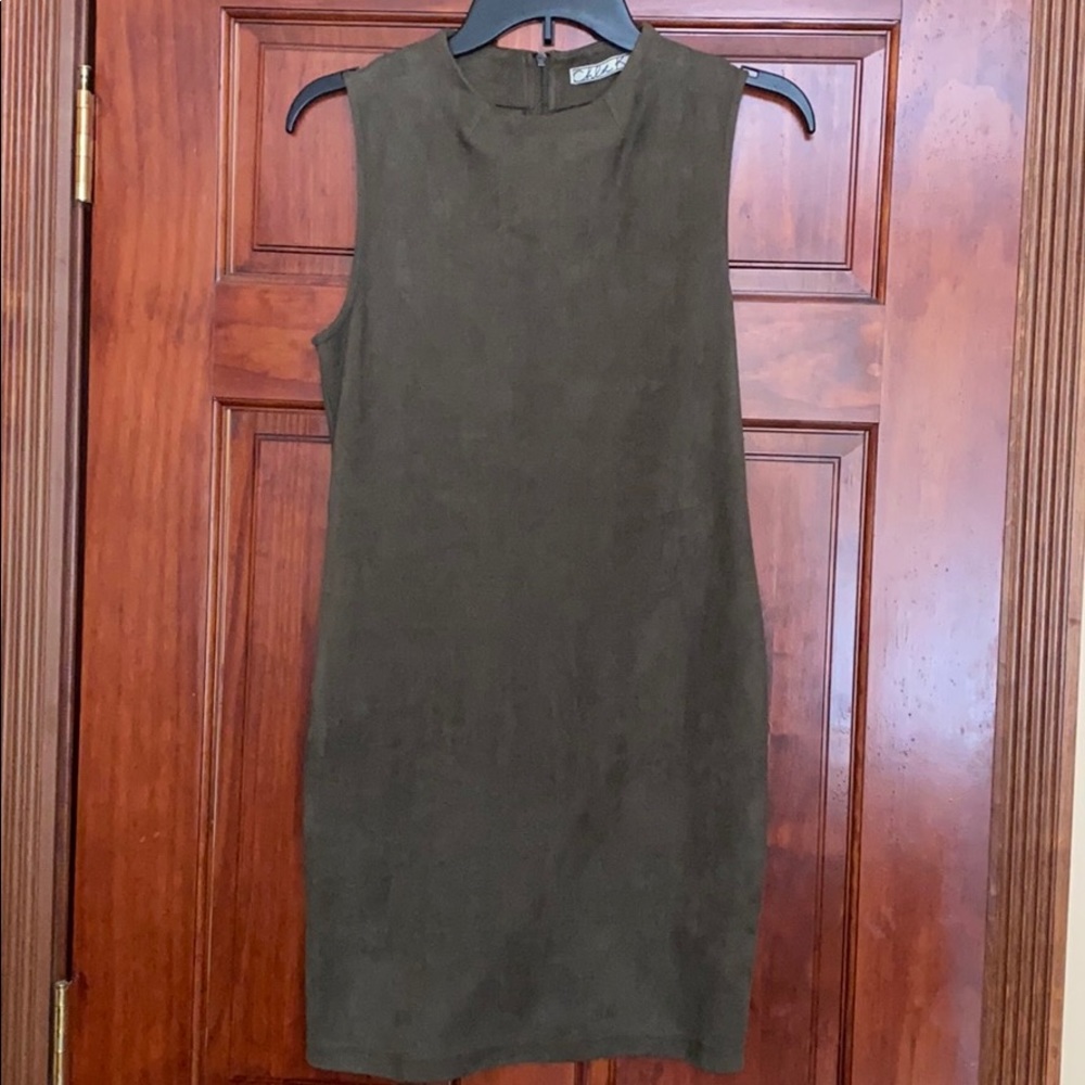 Olive green suede dress